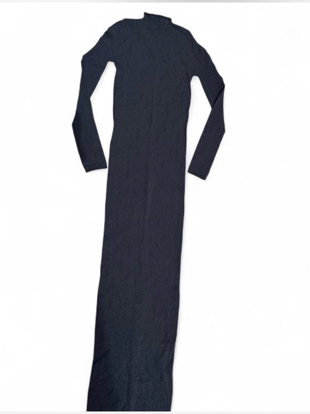 SKIMS *NWT KNIT LACE MOCK NECK LONG DRESS | COLOR: OBSIDIAN | SIZE: LXL - Picture 7 of 11